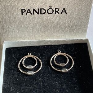 Pandora moonstone cabochon Double Hoop Earring Charms